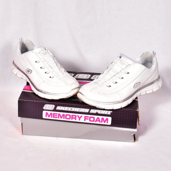 Skechers Elite Class Memory Foam White Silver Sneakers Size 6 - Picture 6 of 11